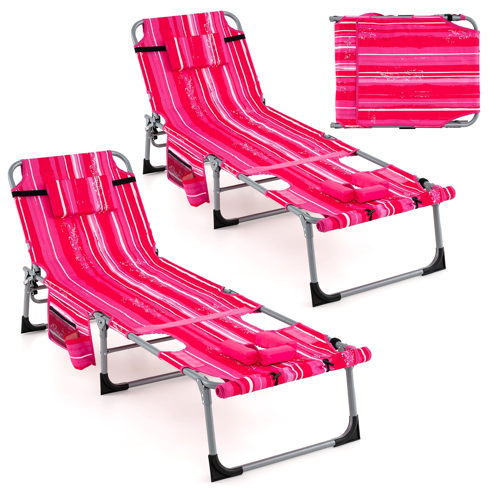 5-position Outdoor Folding Chaise Lounge Chair, Rose Red Outdoor Seating & Patio Chairs at Gallery Canada
