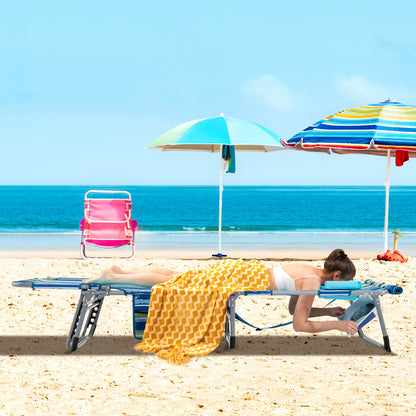 5-position Outdoor Folding Chaise Lounge Chair-Blue and Green, Blue & Green Outdoor Seating & Patio Chairs at Gallery Canada