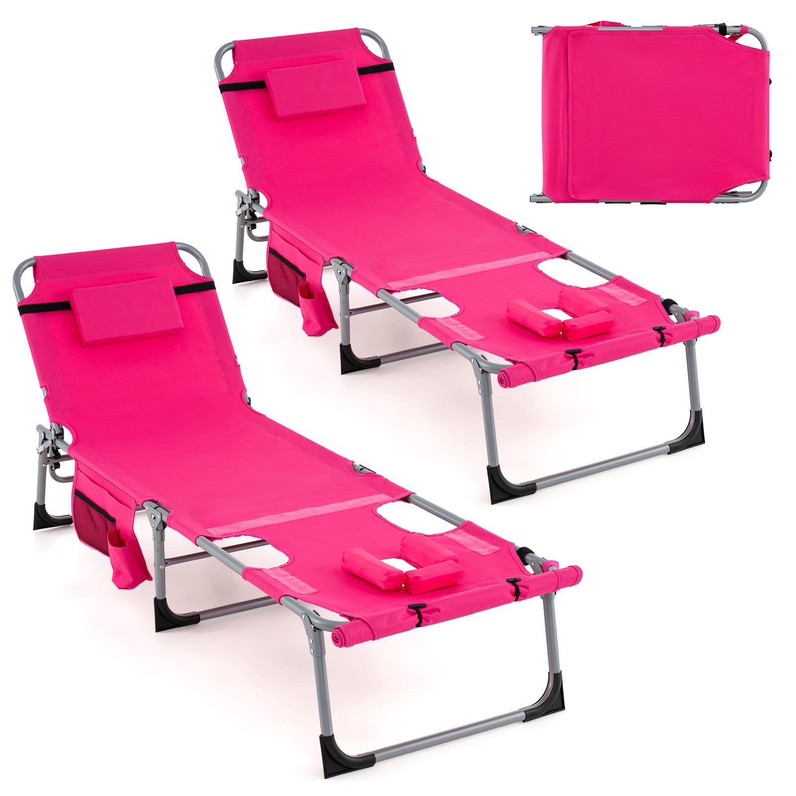 5-position Outdoor Folding Chaise Lounge Chair, Pink Outdoor Seating & Patio Chairs at Gallery Canada