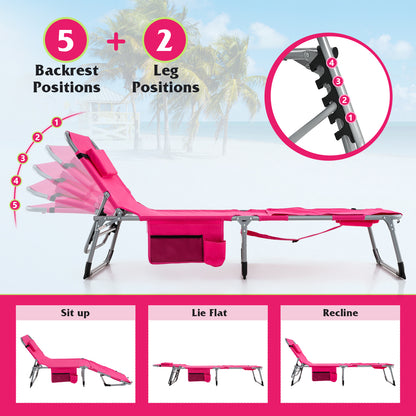 5-position Outdoor Folding Chaise Lounge Chair, Pink Outdoor Seating & Patio Chairs at Gallery Canada