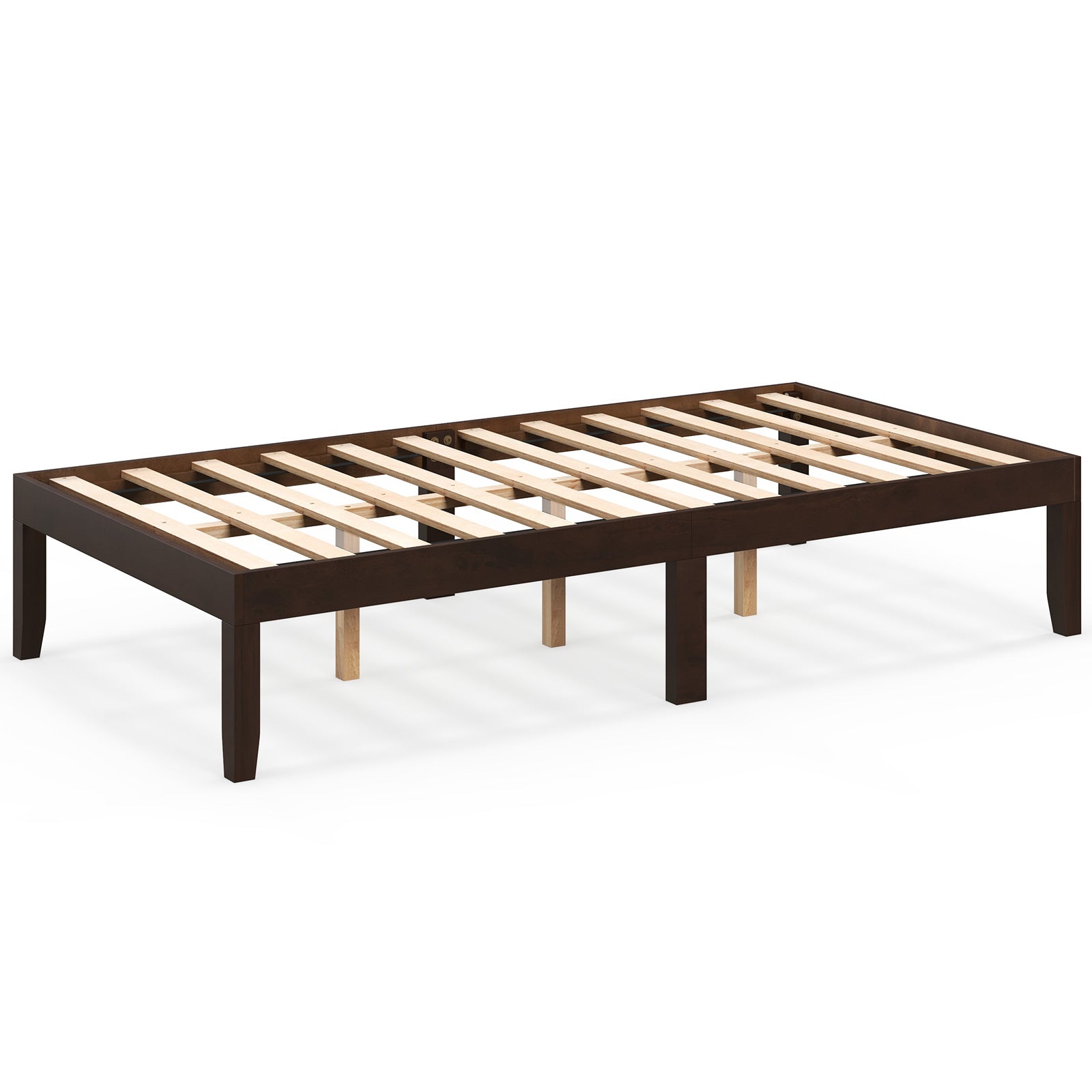 14 Inch Twin Wood Platform Bed Frame with Wooden Slats Support, Espresso Simple Bed Frame Espresso at Gallery Canada