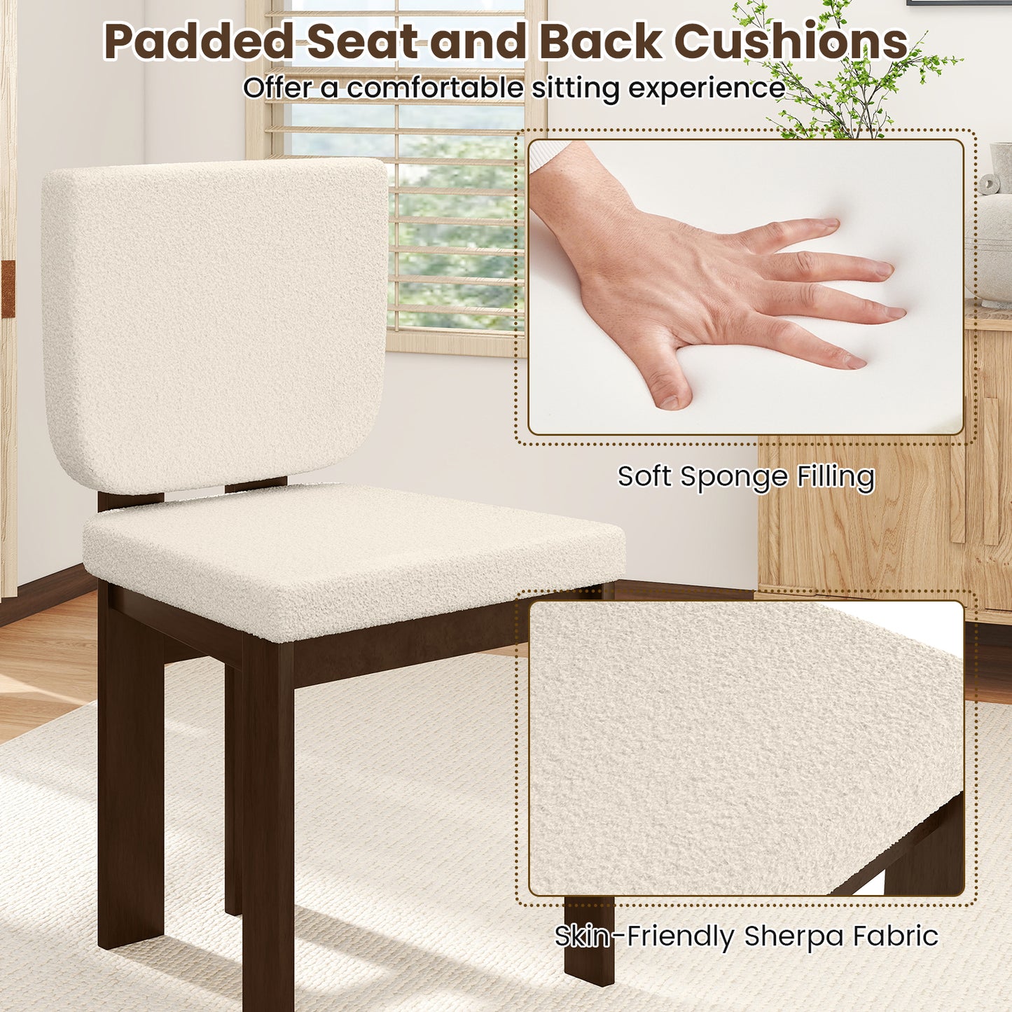 Wooden Dining Chair Set of 2 with Rubber Wood Leg for Home Office Living Room, Brown Dining Chairs at Gallery Canada