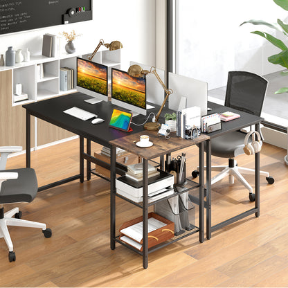 59 Inch Home Office Computer Desk with Removable Storage Shelves, Black Computer Desks at Gallery Canada