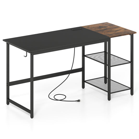 59 Inch Computer Desk With Removable Storage Shelves, Black Computer Desks Black at Gallery Canada