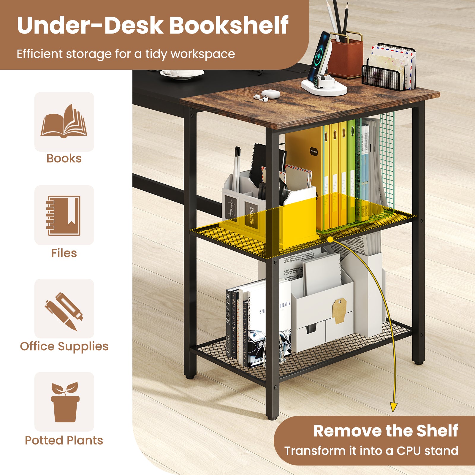 59 Inch Home Office Computer Desk with Removable Storage Shelves, Black Computer Desks at Gallery Canada