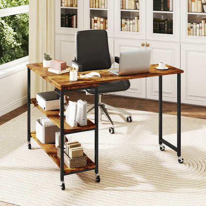 Large 360-Degree Rotating Sofa Side Table With Wheels, Brown End & Side Tables at Gallery Canada