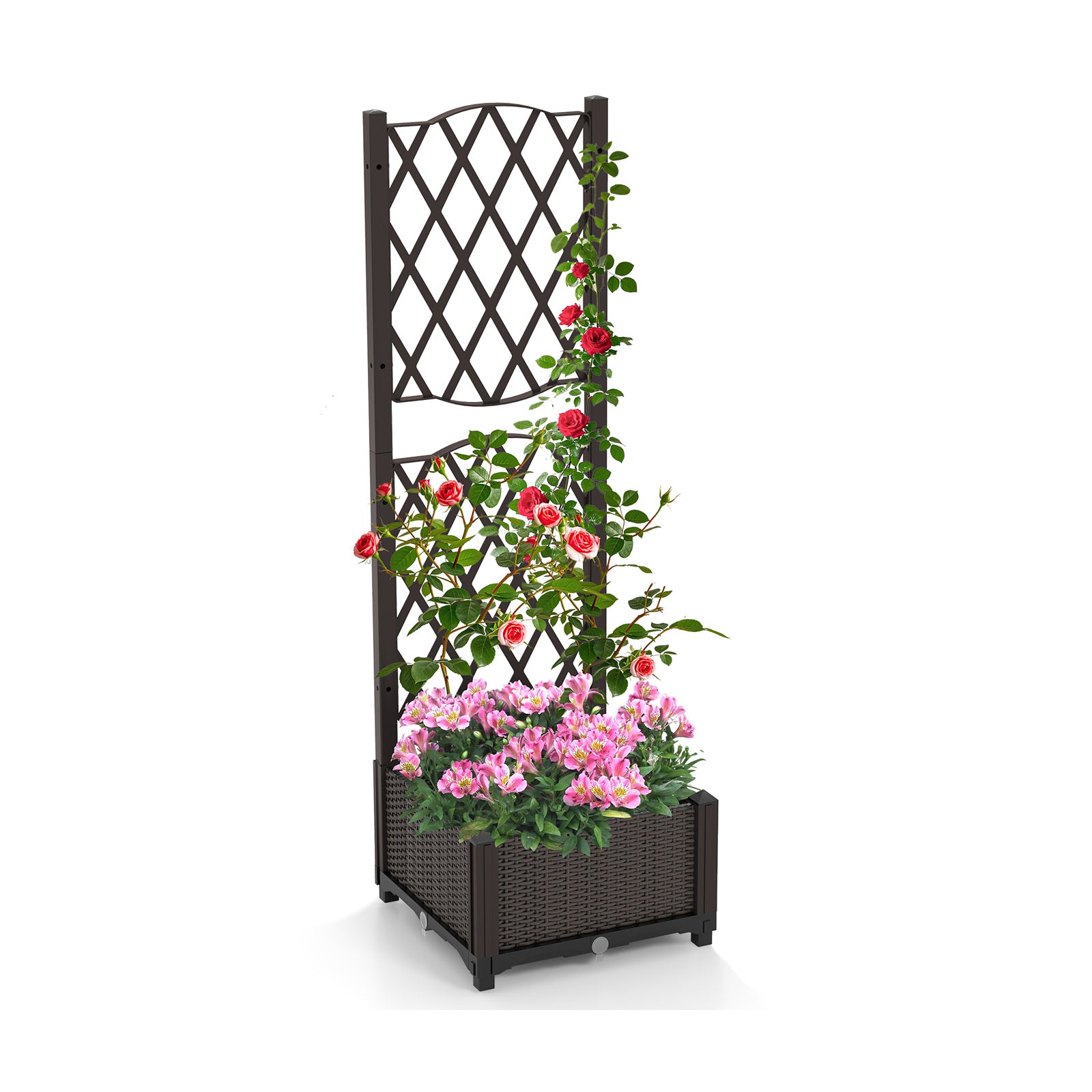 Raised Garden Bed With Trellis Planter Box, Brown Raised Garden Beds Brown at Gallery Canada