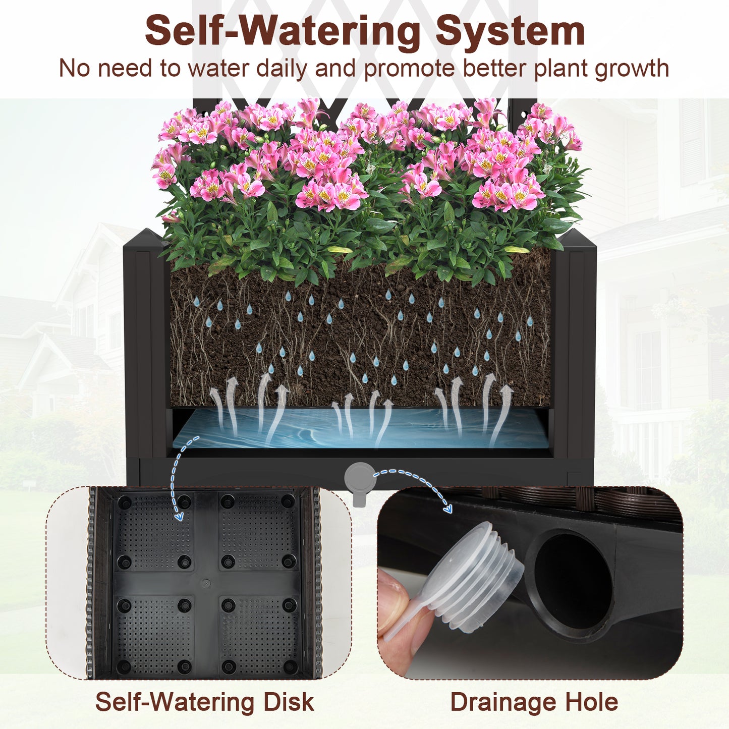 Raised Garden Bed with Trellis Planter Box for Climbing Plants, Brown Raised Garden Beds at Gallery Canada