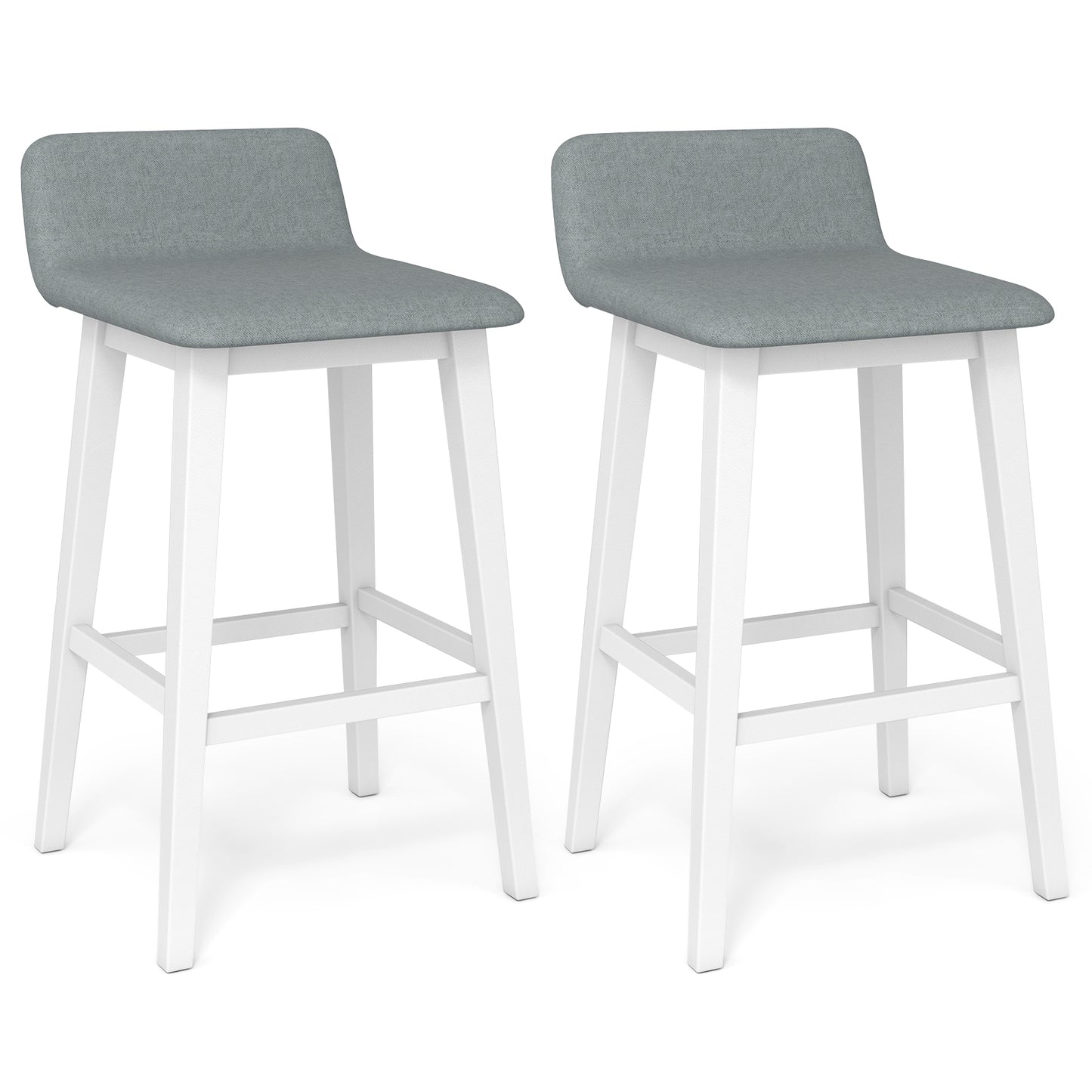 29 Inch Low-Back High-Top Chairs with Padded Seat and Rubber Wood Legs, White Bar Stools White at Gallery Canada