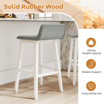 29 Inch Low-Back High-Top Chairs with Padded Seat and Rubber Wood Legs, White Bar Stools at Gallery Canada