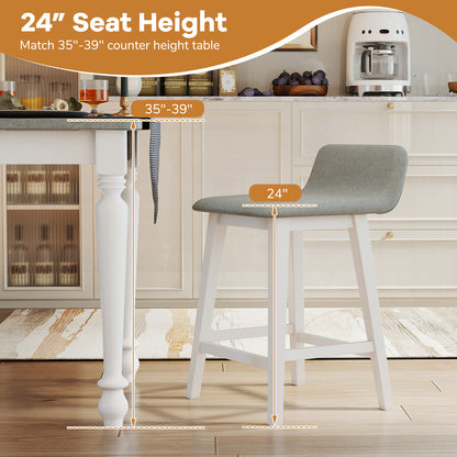 24 Inch Counter Height Bar Stools Set of 2 with Low Back, White Bar Stools at Gallery Canada