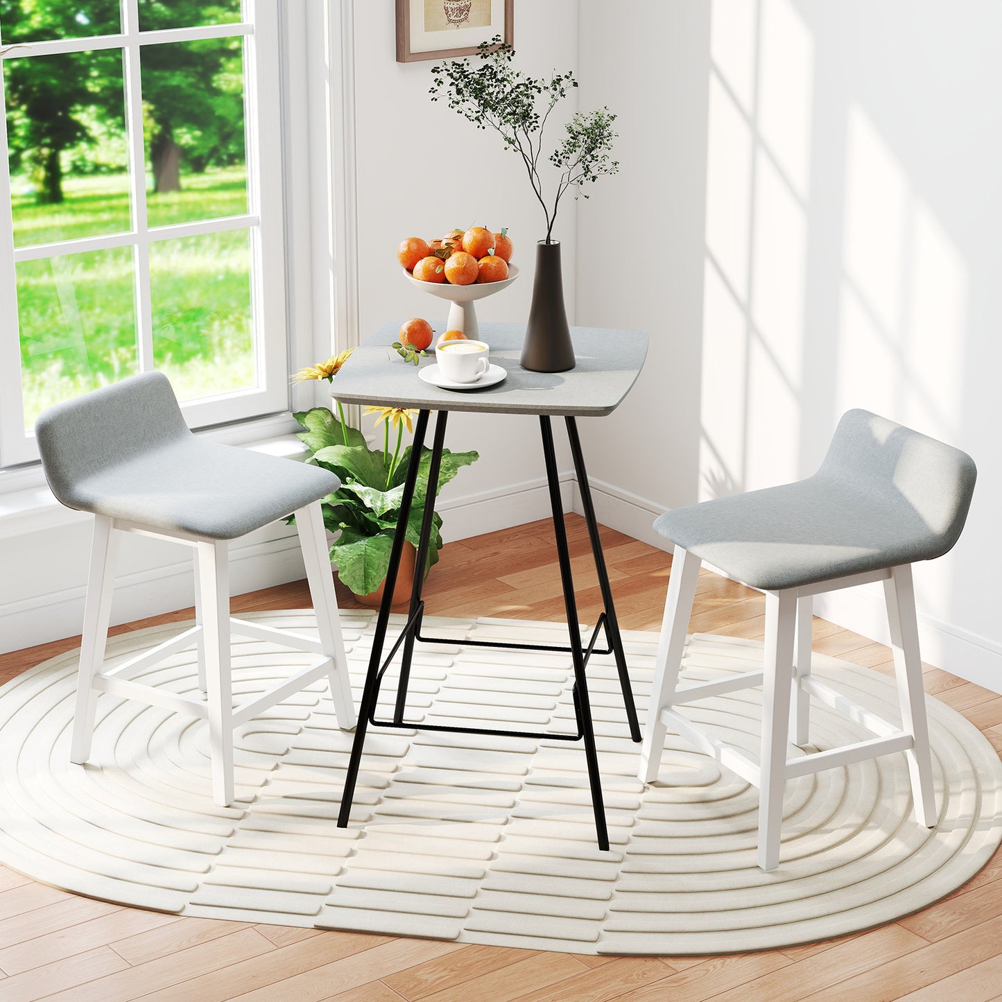 24 Inch Counter Height Bar Stools Set of 2 with Low Back, White Bar Stools at Gallery Canada