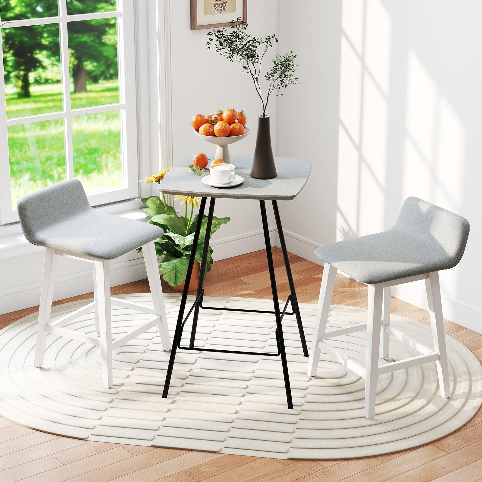 24 Inch Counter Height Bar Stools Set of 2 with Low Back, White Bar Stools at Gallery Canada