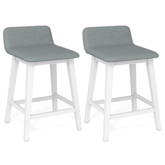 24 Inch Counter Height Bar Stools, Set of 2, Low Back, White Bar Stools White at Gallery Canada