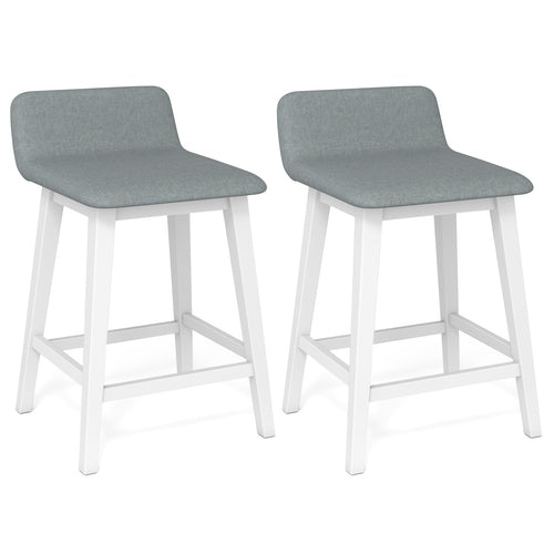 24 Inch Counter Height Bar Stools Set of 2 with Low Back, White