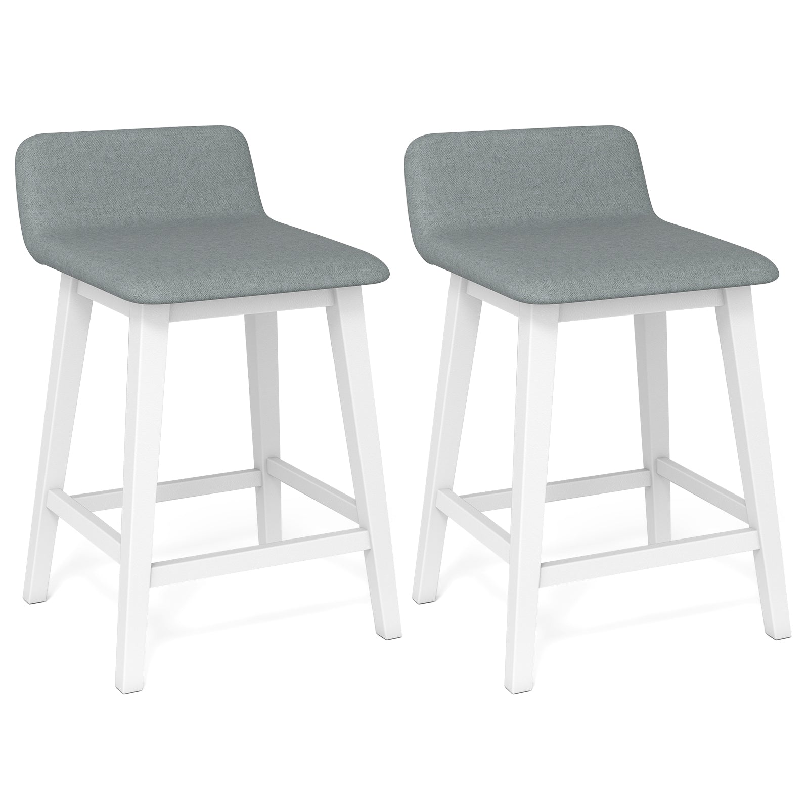 24 Inch Counter Height Bar Stools, Set of 2, Low Back, White Bar Stools White at Gallery Canada