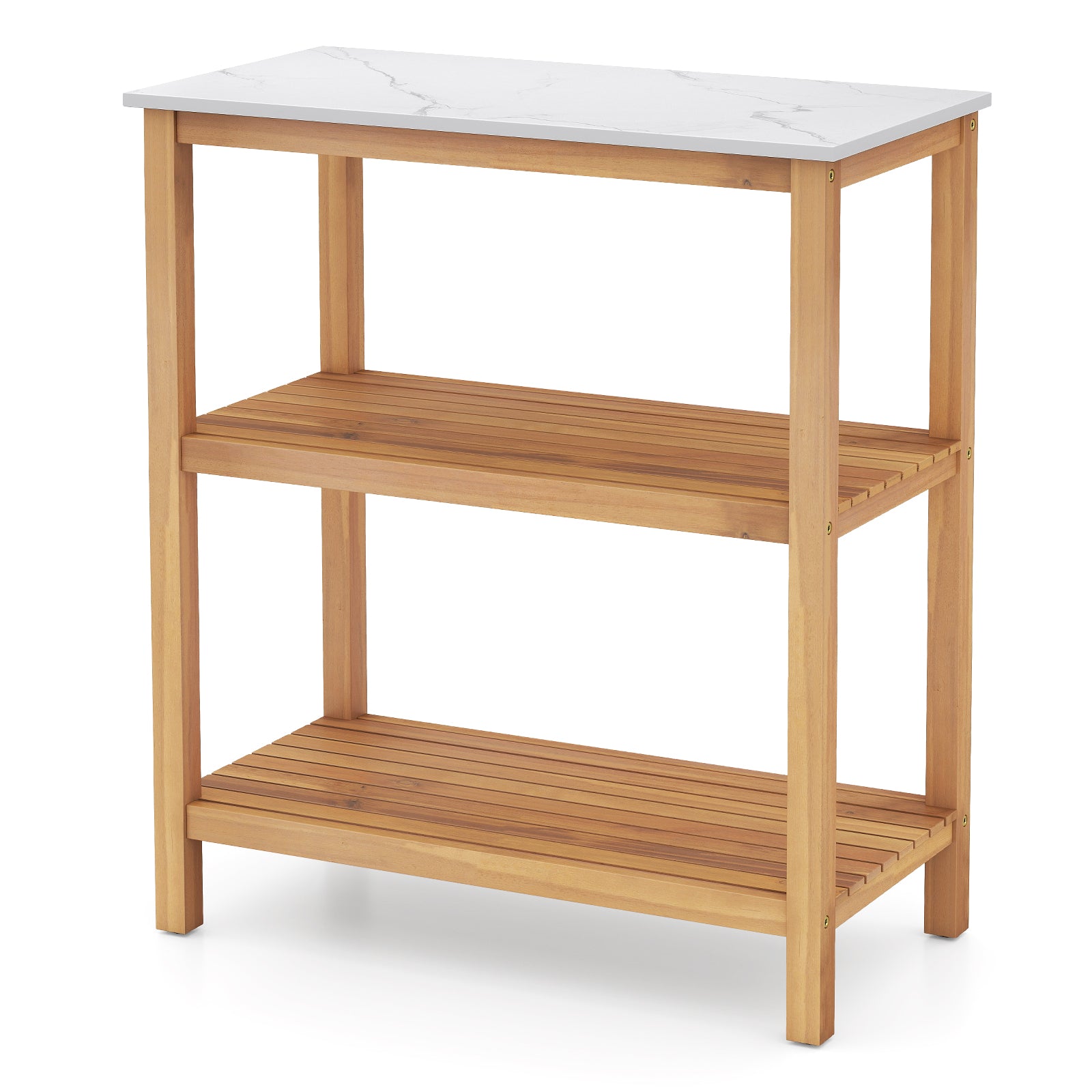 3-Tier Garden Potting Bench Table with Marble-Like Countertop, Natural Potting Benches & Tables Natural at Gallery Canada