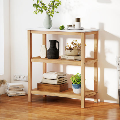 3-Tier Garden Potting Bench Table with Marble-Like Countertop, Natural Potting Benches & Tables at Gallery Canada