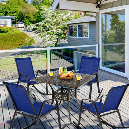 Set of 2 Metal Patio Rocking Chair with Breathable Seat Fabric, Navy Patio Rocking Chairs & Gliders at Gallery Canada