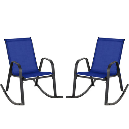 Set of 2 Metal Patio Rocking Chair with Breathable Seat Fabric, Navy Patio Rocking Chairs & Gliders at Gallery Canada