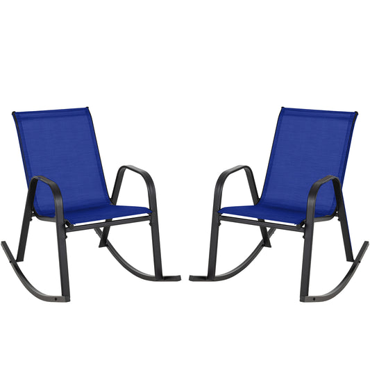 Metal Patio Rocking Chair Set, 2 Pack, Navy