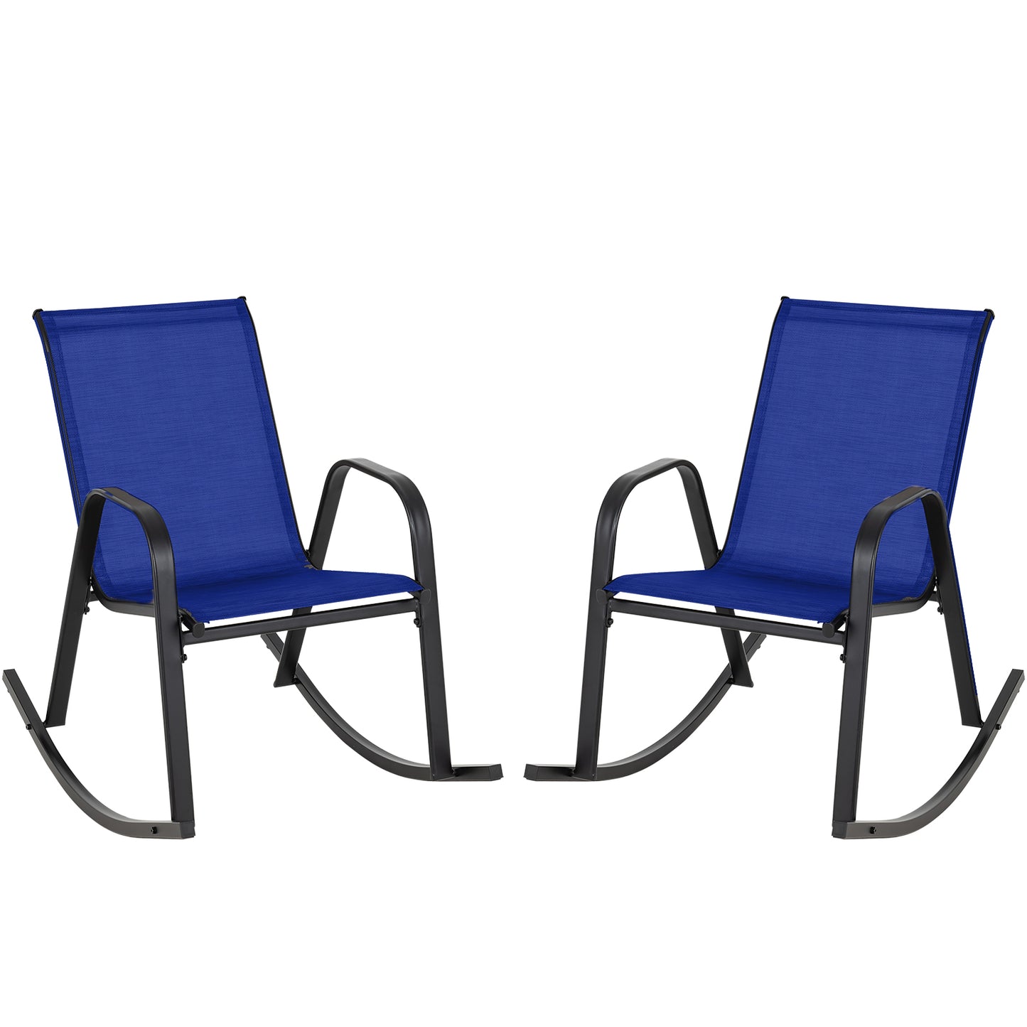 Set of 2 Metal Patio Rocking Chair with Breathable Seat Fabric, Navy Patio Rocking Chairs & Gliders Navy at Gallery Canada