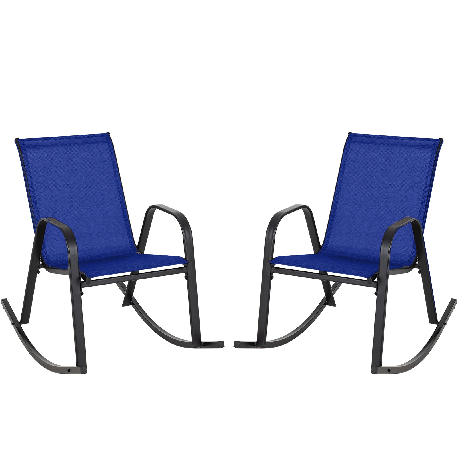 Set of 2 Metal Patio Rocking Chair with Breathable Seat Fabric, Navy Patio Rocking Chairs & Gliders Navy at Gallery Canada