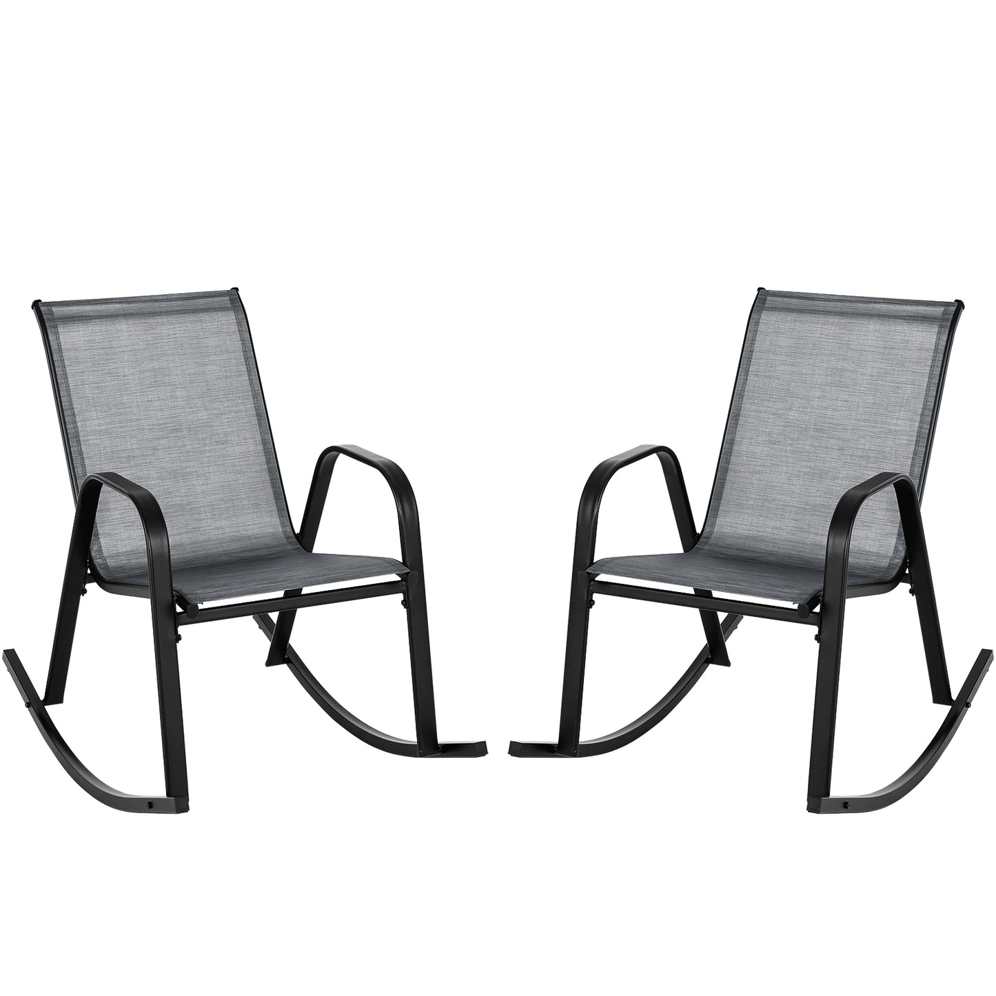 Set of 2 Metal Patio Rocking Chair with Breathable Seat Fabric, Gray Patio Rocking Chairs & Gliders Gray at Gallery Canada