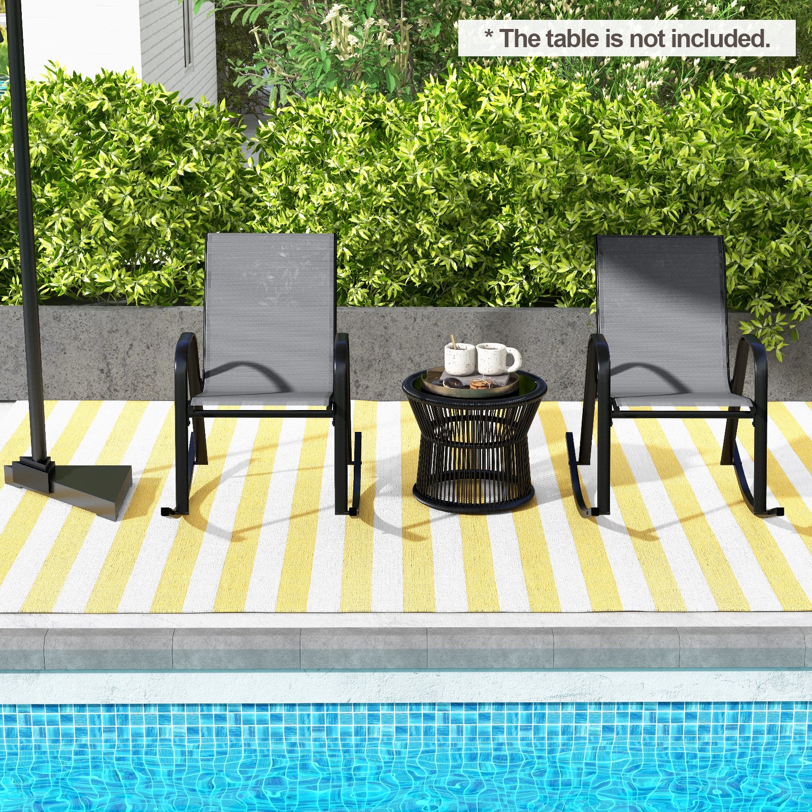Set of 2 Metal Patio Rocking Chair with Breathable Seat Fabric, Gray Patio Rocking Chairs & Gliders at Gallery Canada