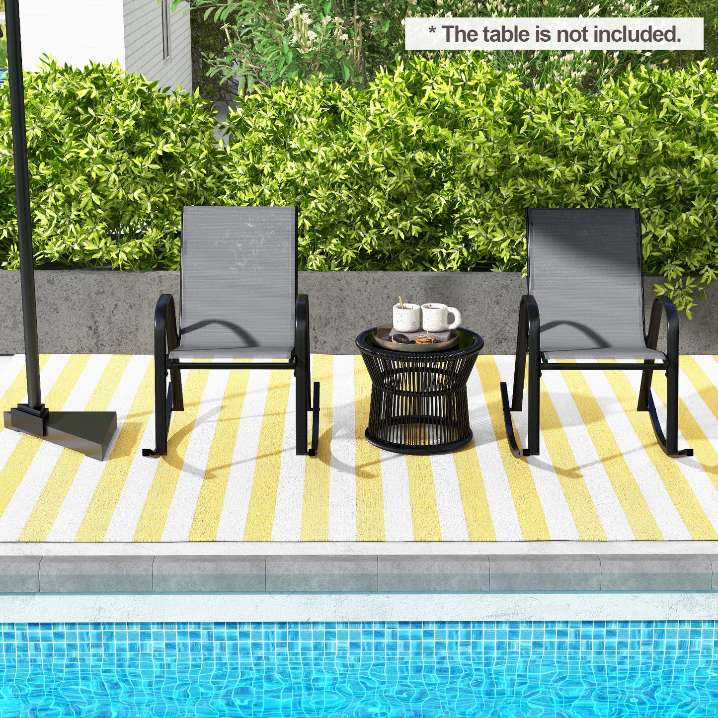 Set of 2 Metal Patio Rocking Chair with Breathable Seat Fabric, Gray Patio Rocking Chairs & Gliders at Gallery Canada