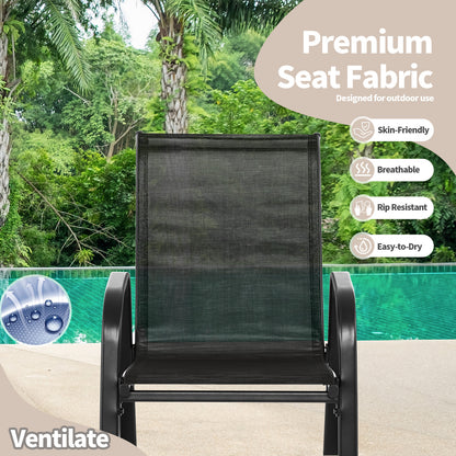 Set of 2 Metal Patio Rocking Chair with Breathable Seat Fabric, Black Patio Rocking Chairs & Gliders at Gallery Canada