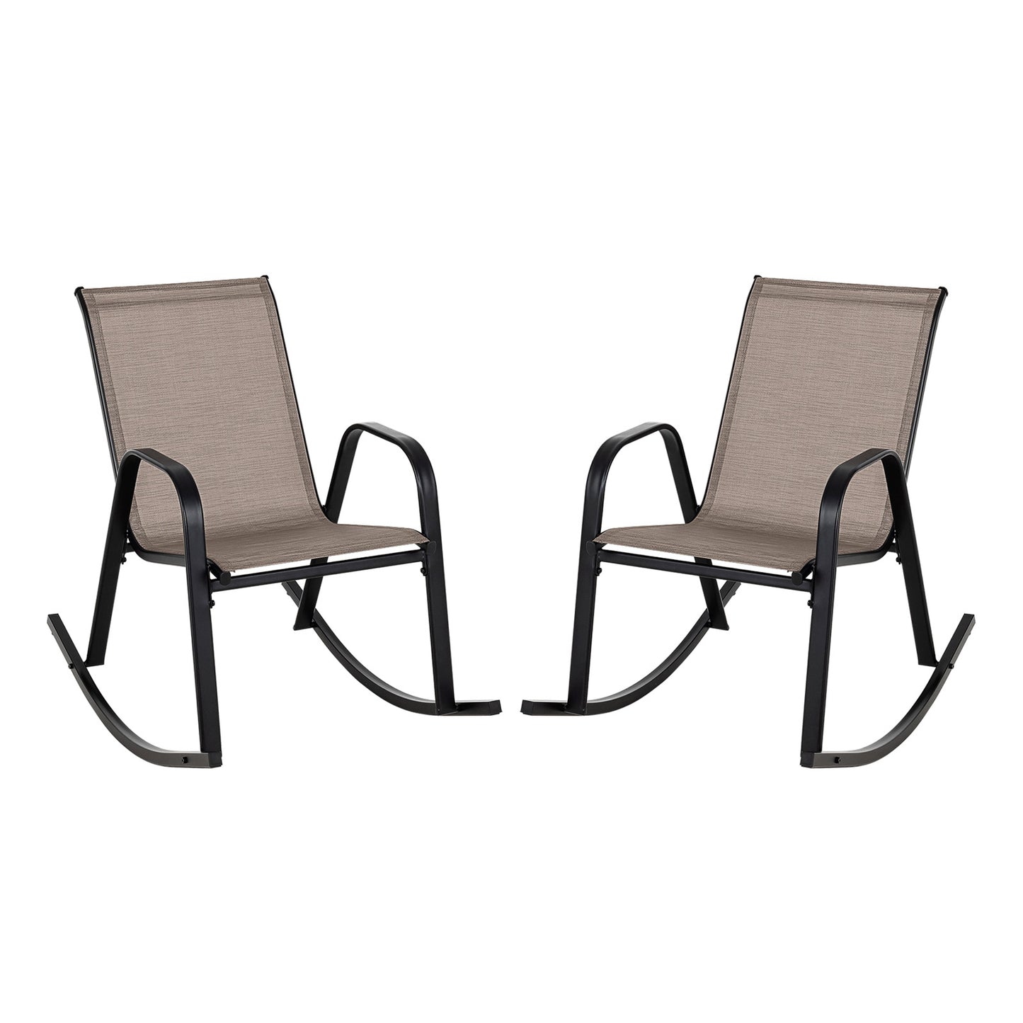 Set of 2 Heavy-Duty Metal Patio Rocking Chair with Breathable Seat Fabric, Brown Patio Rocking Chairs & Gliders at Gallery Canada
