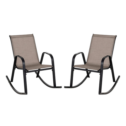 Set of 2 Heavy-Duty Metal Patio Rocking Chair with Breathable Seat Fabric, Brown Patio Rocking Chairs & Gliders at Gallery Canada