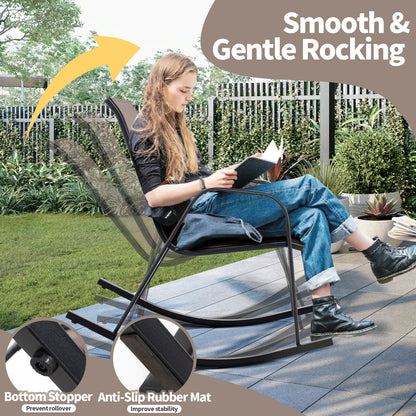 Set of 2 Heavy-Duty Metal Patio Rocking Chair with Breathable Seat Fabric, Brown Patio Rocking Chairs & Gliders at Gallery Canada