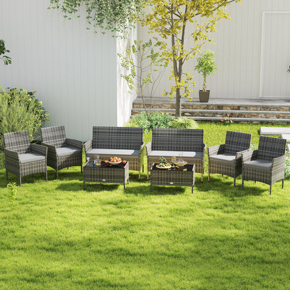 4 Pieces Patio Rattan Conversation Set with Tempered Glass Coffee Table, Gray Patio Conversation Sets at Gallery Canada