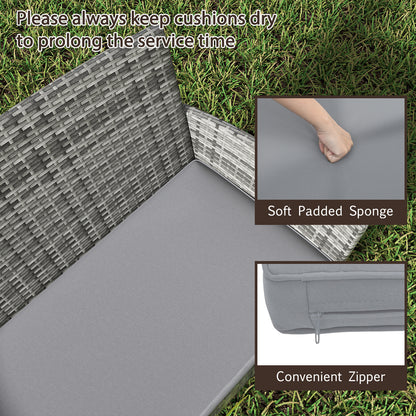 4 Pieces Patio Rattan Conversation Set with Tempered Glass Coffee Table, Gray Patio Conversation Sets at Gallery Canada