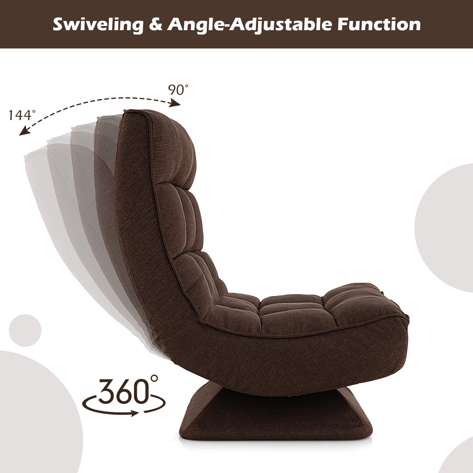 5-Level Adjustable 360° Swivel Floor Chair with Massage Pillow, Brown Floor Chairs at Gallery Canada