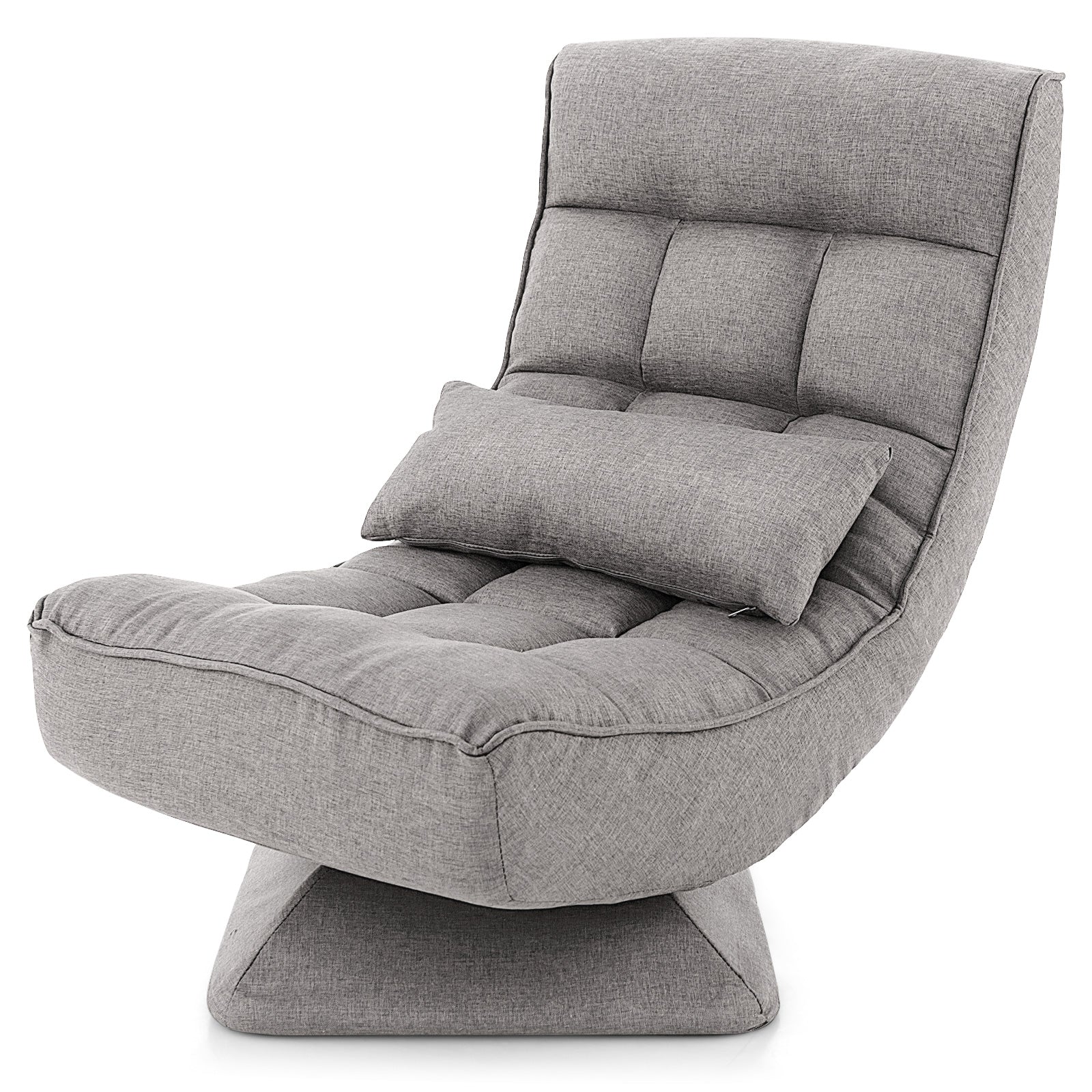 5-Level Adjustable 360° Swivel Floor Chair with Massage Pillow, Gray Floor Chairs at Gallery Canada