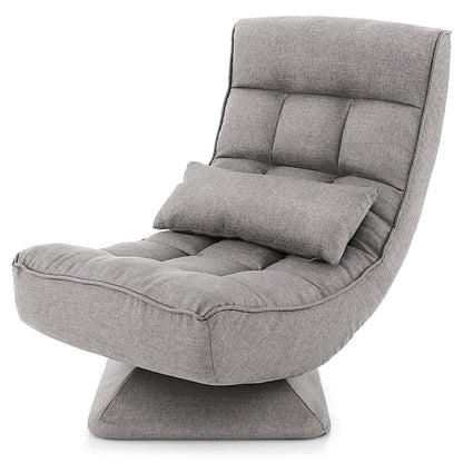 5-Level Adjustable 360° Swivel Floor Chair with Massage Pillow, Gray Floor Chairs at Gallery Canada