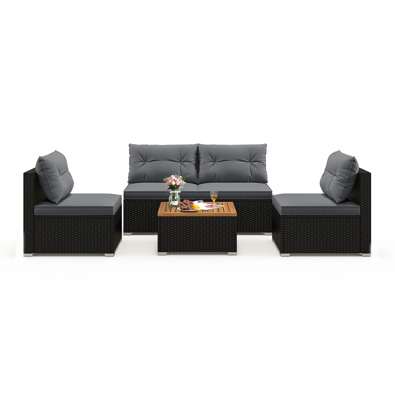 5 Piece Outdoor Furniture Set, Solid Tabletop, Soft Cushions, Gray Outdoor Sectionals at Gallery Canada