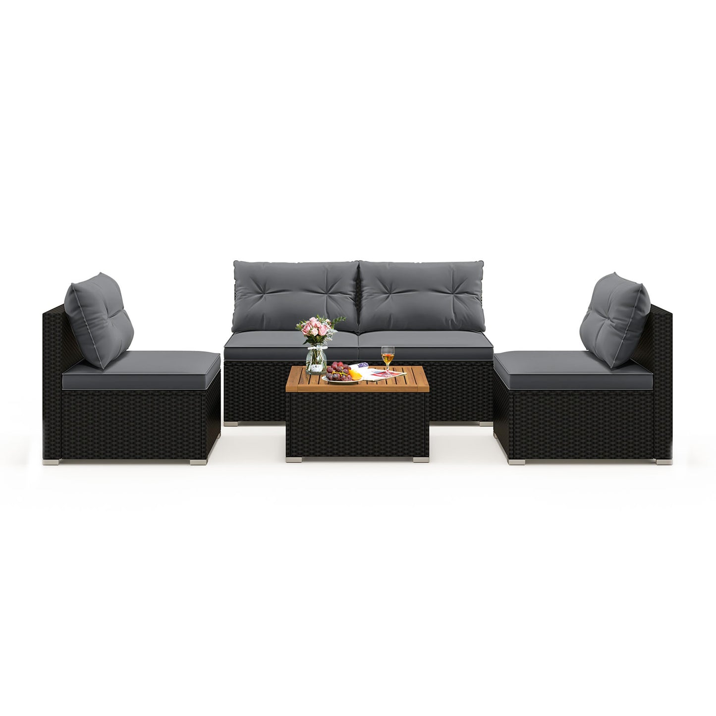 5 Piece Outdoor Furniture Set, Solid Tabletop, Soft Cushions, Gray Outdoor Sectionals at Gallery Canada