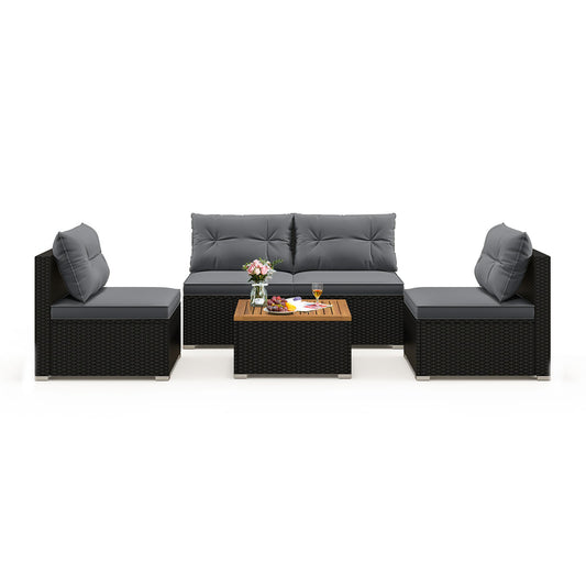 5 Piece Outdoor Furniture Set, Solid Tabletop, Soft Cushions, Gray Outdoor Sectionals Gray at Gallery Canada