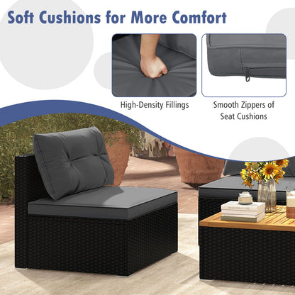 5 Piece Outdoor Furniture Set with Solid Tabletop and Soft Cushions, Gray Outdoor Sectionals at Gallery Canada