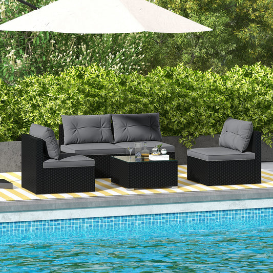 5-Piece Outdoor Patio Furniture Set with Cushions and Coffee Table, Gray Patio Conversation Sets Gray at Gallery Canada