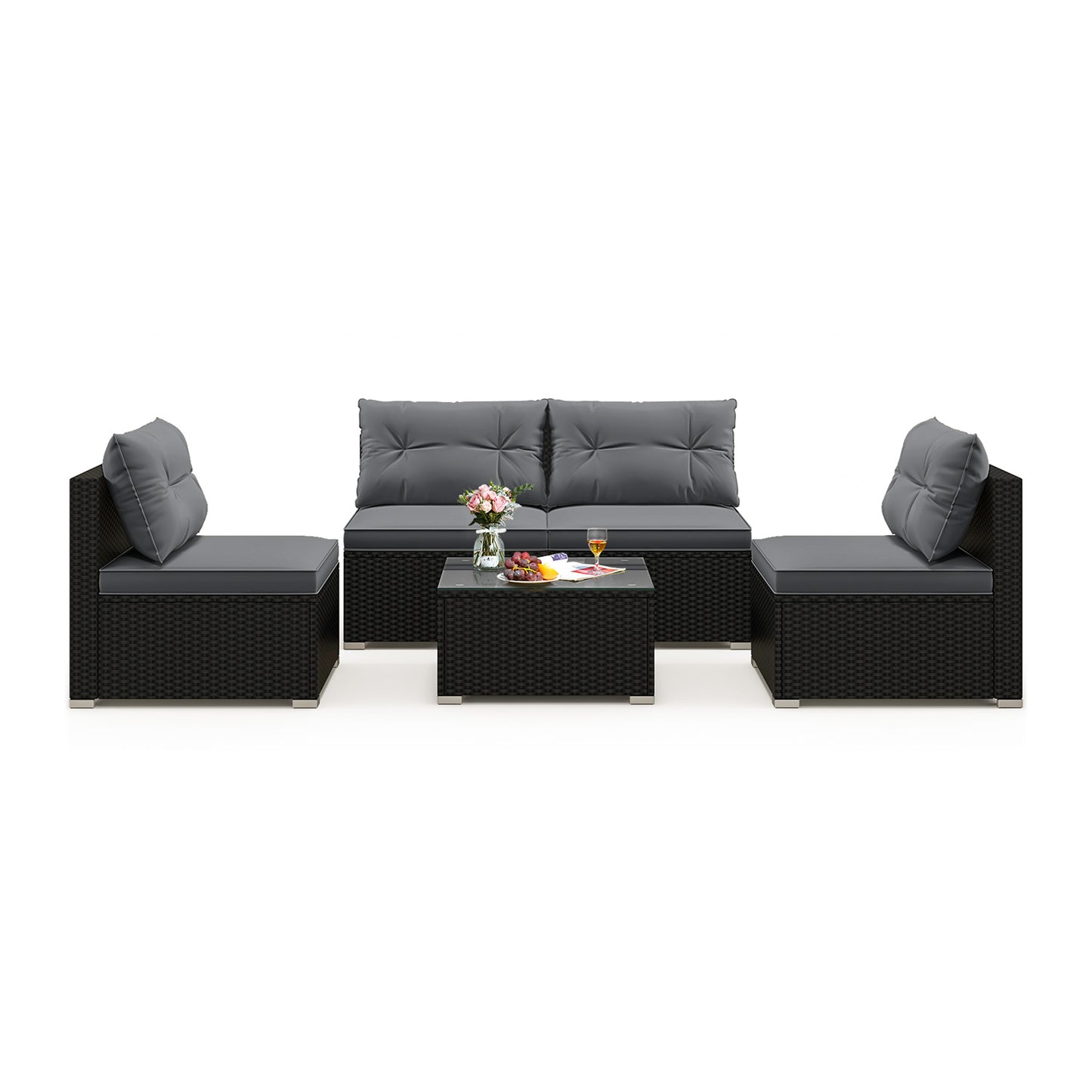 5-Piece Patio Furniture Set With Cushions, Coffee Table, Gray Patio Conversation Sets at Gallery Canada