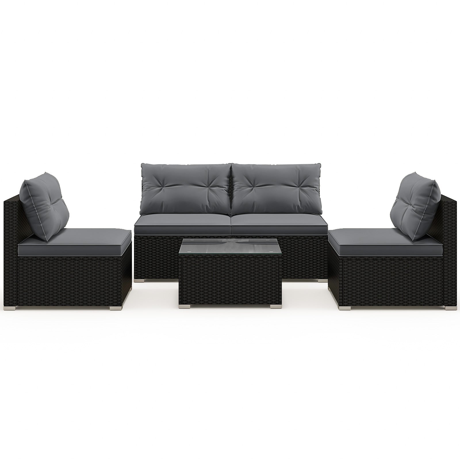 5-Piece Outdoor Patio Furniture Set with Cushions and Coffee Table, Gray Patio Conversation Sets at Gallery Canada