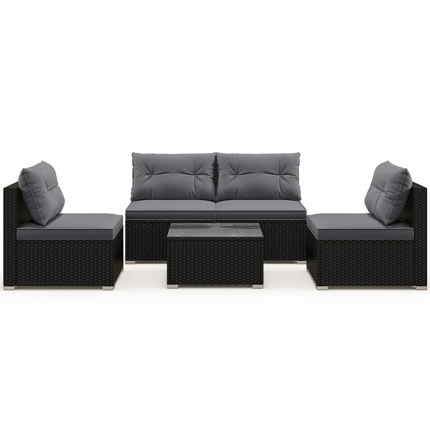 5-Piece Outdoor Patio Furniture Set with Cushions and Coffee Table, Gray Patio Conversation Sets at Gallery Canada