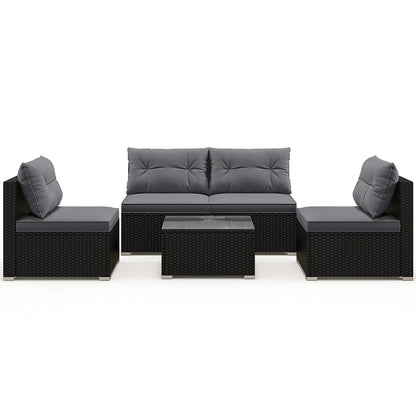 5-Piece Outdoor Patio Furniture Set with Cushions and Coffee Table, Gray Patio Conversation Sets at Gallery Canada