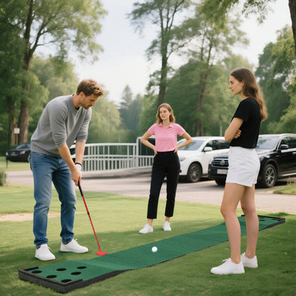 11 FT Putting Green Mat, 2 Adjustable Putters, 6 Balls, Green Golf at Gallery Canada