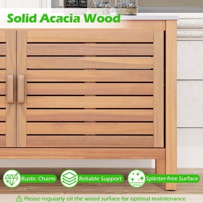 Patio Storage Cabinet, 2-Door Acacia Wood, Faux Marble Top Sheds & Outdoor Storage at Gallery Canada